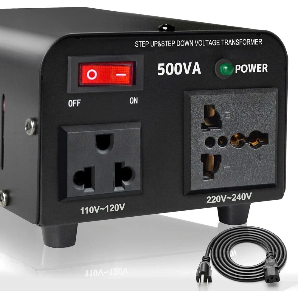 Yinleader Voltage Transformer Converter 500VA Black Step Up Down 110V 220V 240V